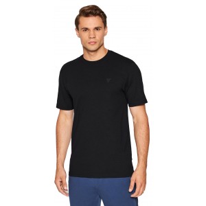 GUESS HEDLEY SS T-SHIRT ΜΠΛΟΥΖΑ ΑΝΔΡΙΚΗ ΚΟΝΤΟ ΜΑΝΙΚΙ ΜΑΥΡΟ