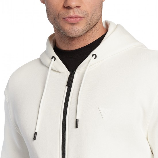 GUESS ALDWIN ZIP HOODED SWEATSHIRT ΖΑΚΕΤΑ ΑΝΔΡΙΚΗ ΛΕΥΚΟ